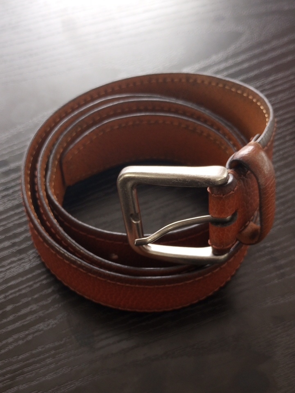 Goodfellow & Co Tan Brown Genuine Leather Belt with Silvertone Buckle